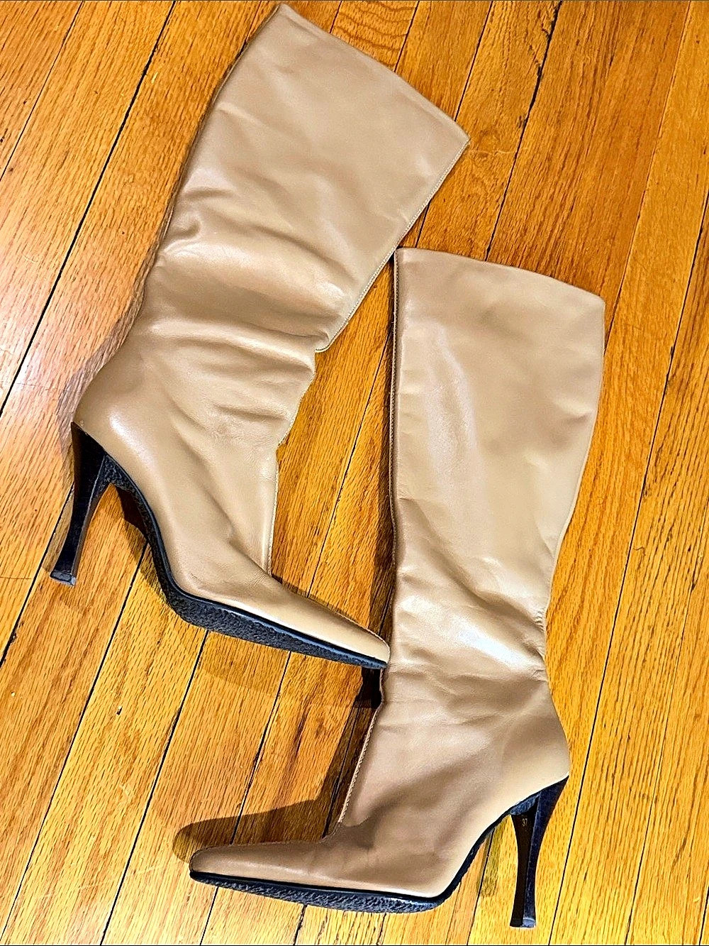 Women's Over-the-Knee Heeled Boots in Tan